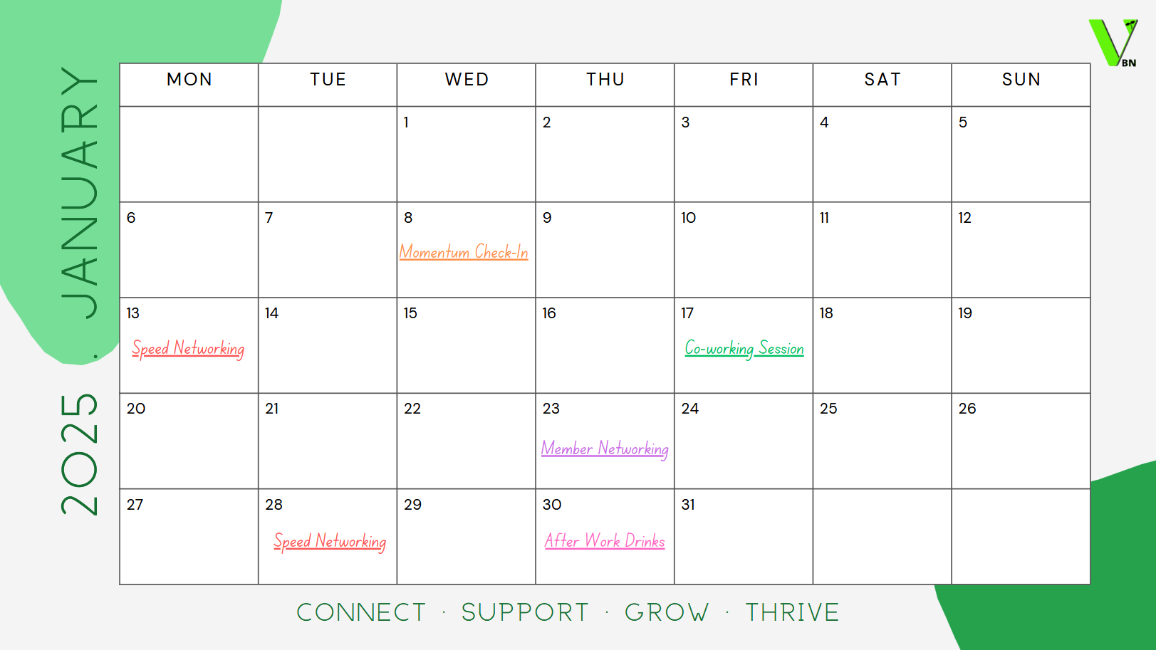 Preview of the Vegan Business Nation events calendar.